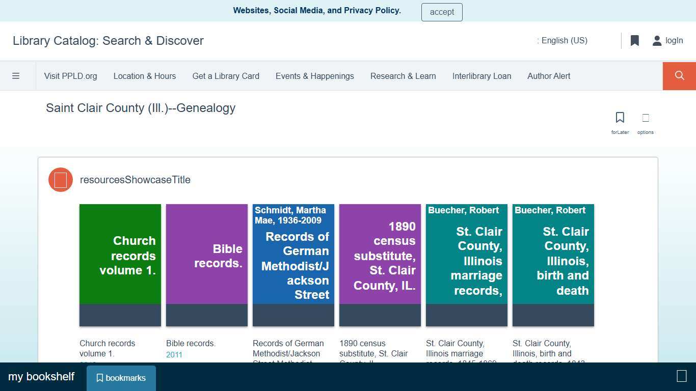 Saint Clair County (Ill.)--Genealogy Library Catalog: Search & Discover